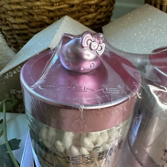Hello Kitty Crème Shop glass bottles vanity pink tray q tips cotton Christmas main image 2